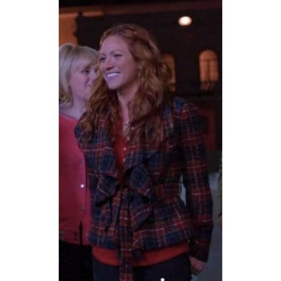 Anthropologie Tabitha Moretown Burgundy Red Blue Plaid Belted Blazer Size 12 - Picture 3 of 15